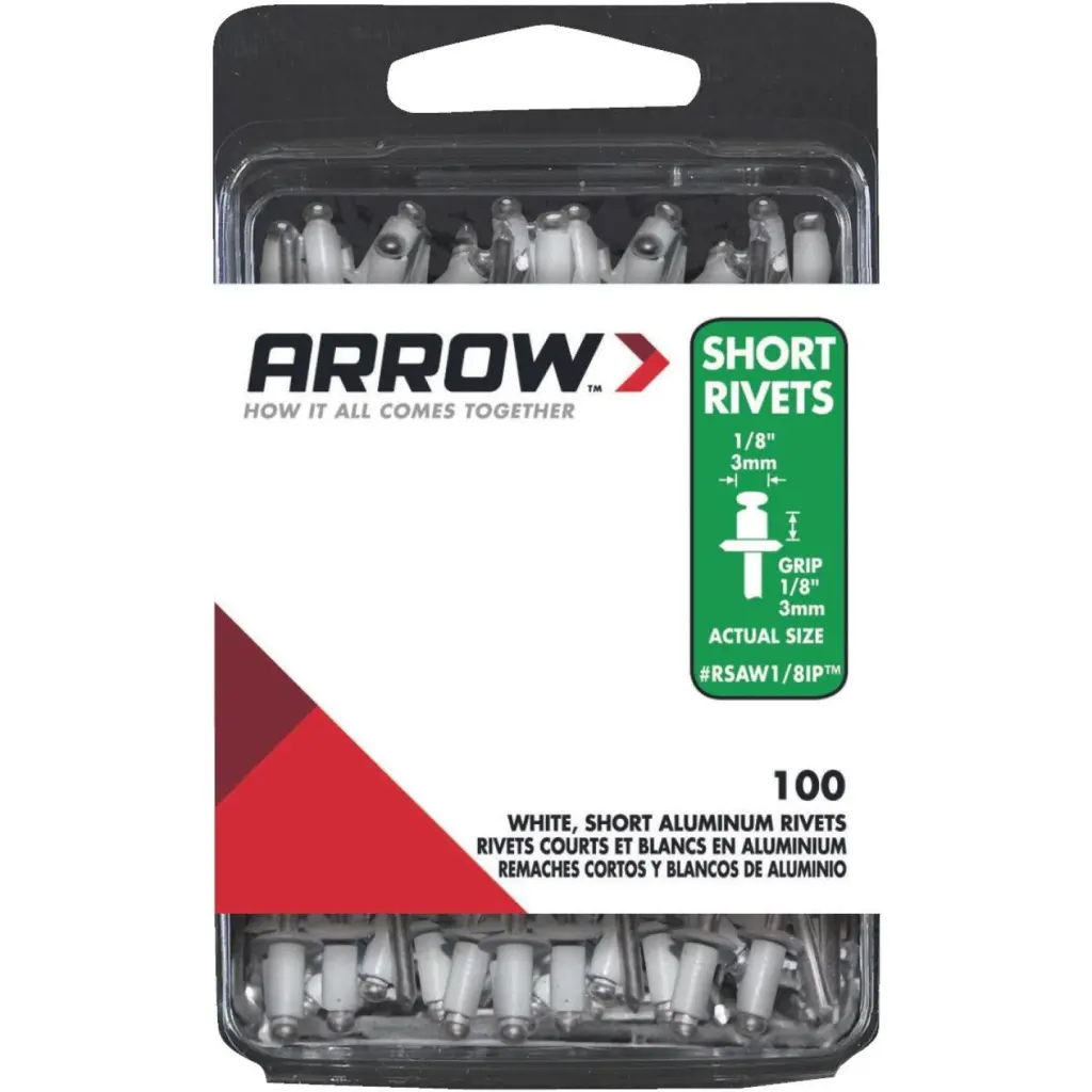 Arrow 1/8 . x 1/8 . White Aluminum IP Rivet (100 Count)