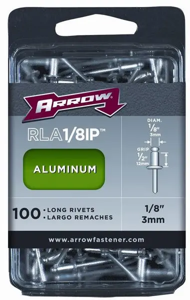 Arrow Fastener Long Aluminum Industrial Rivets 1/8 x 1/2 Inch 100-Count
