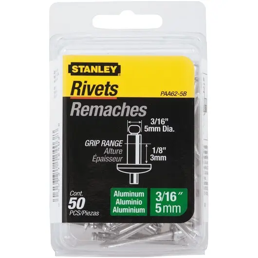 Stanley 3/16 x 1/8 Aluminum Rivets 50 Pack Secure Fastening