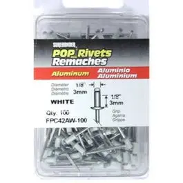 100-Pack Short White Aluminum Rivets Lightweight Fastening Surebonder