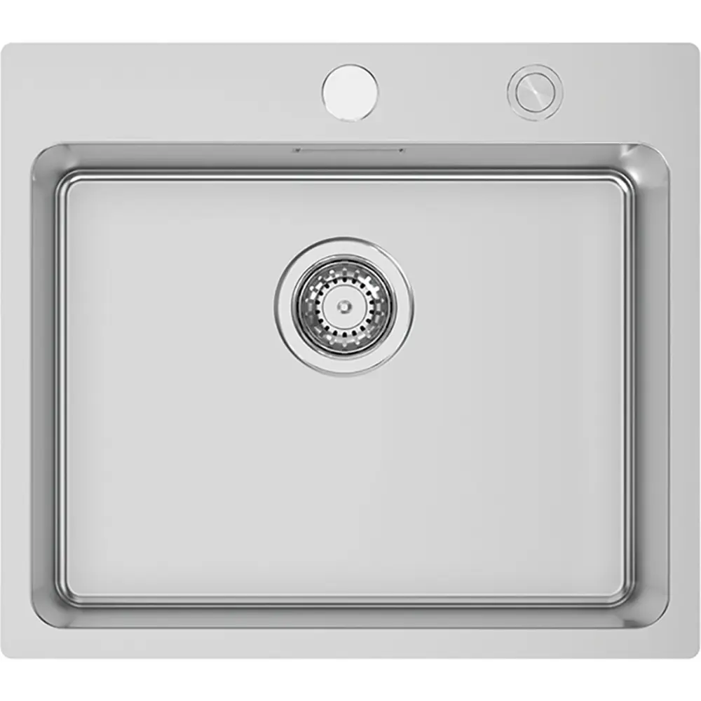RODI: Built- sink Una 57 N, eccentric equipment, stain-free steel, flush-mounted 87157 55 cm