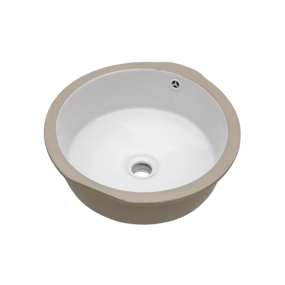 Ceramic Round Undermount Bathroom Sink Overflow, European Style - Chalk