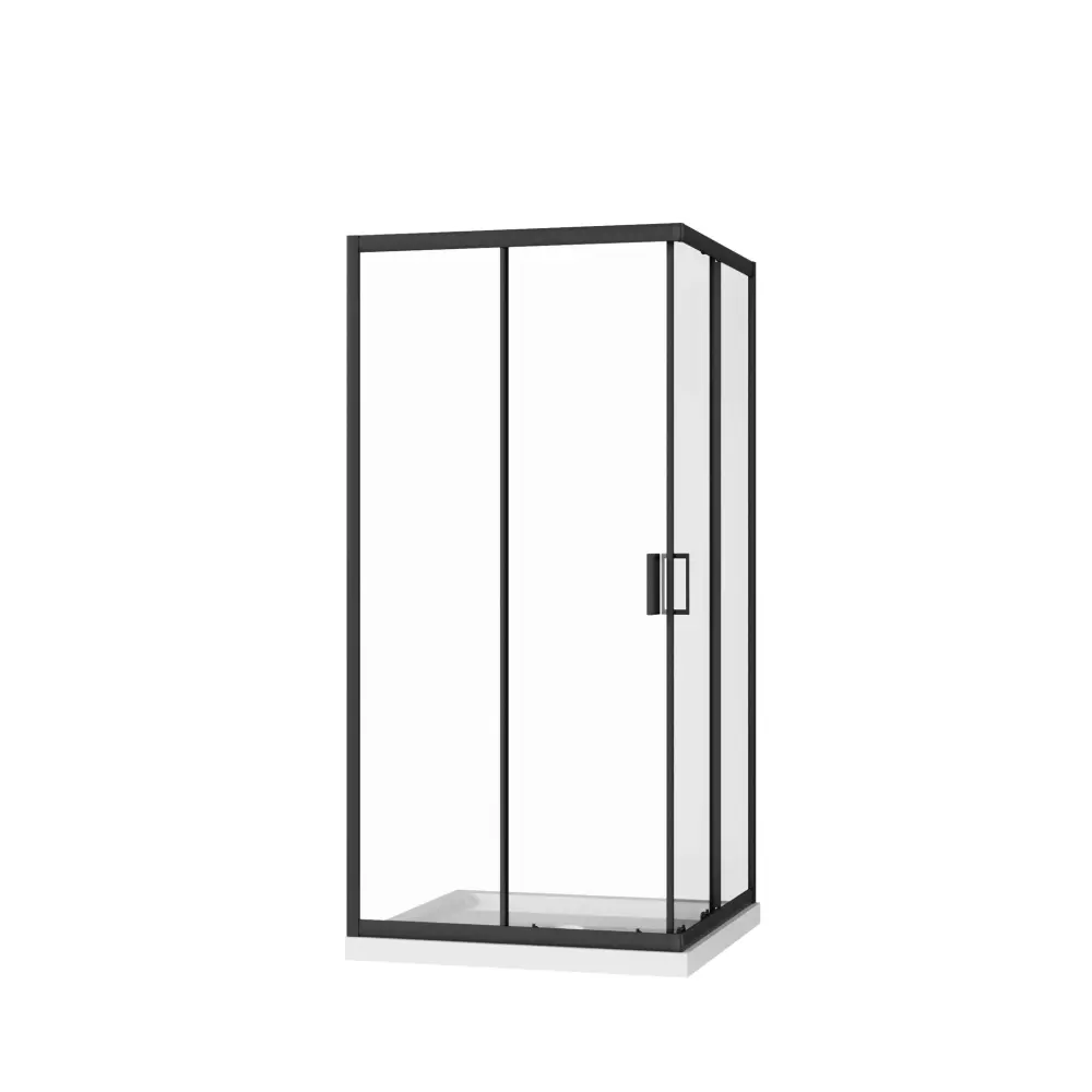 Corner Shower Enclosure Sliding Door - Flat Black