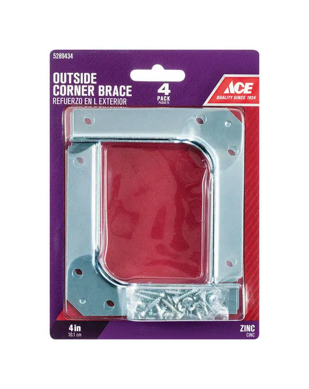Ace 4 Inch Zinc Flat Corner Brace 4.75 Inch W X 4 Inch D