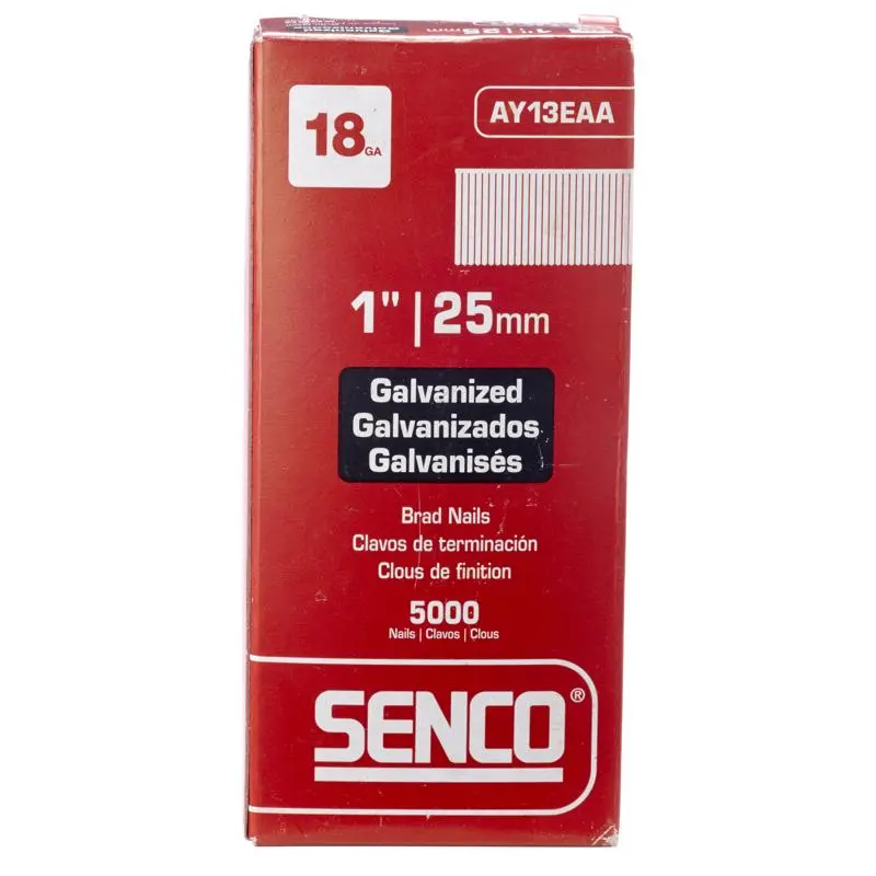Senco 1 L x 18 Ga Straight Strip Galvanized Brad Nails 5000 Pack