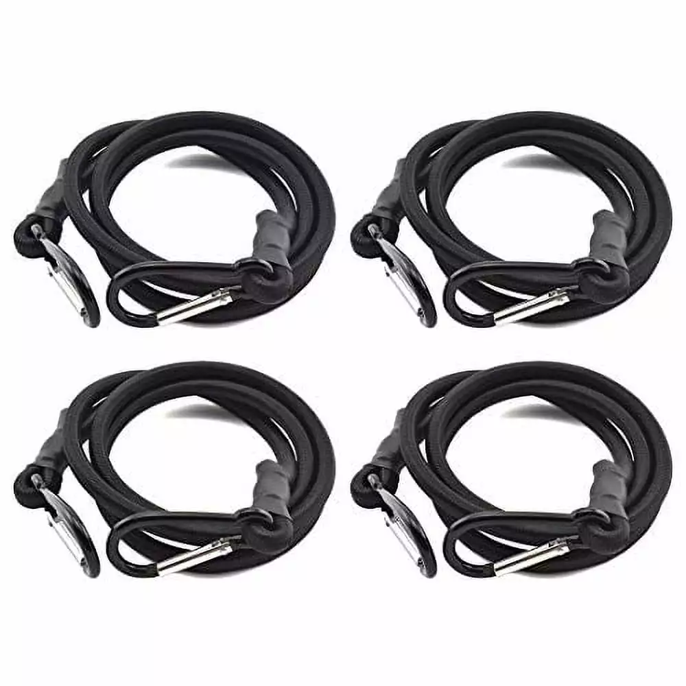 SDTC Tech 48 Inch Bungee Cord Carabiner Hook 4 Pack Heavy Duty Elastic Straps Cargo Camping RV