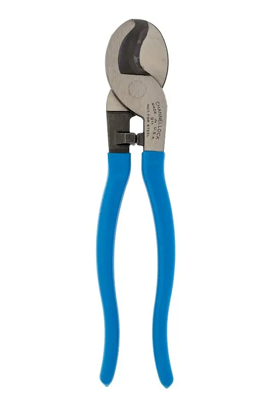 Channellock 911 Cable Cutter, 9-1/2 OAL, HCS Jaw, Navy Handle, Comfort-Grip Handle