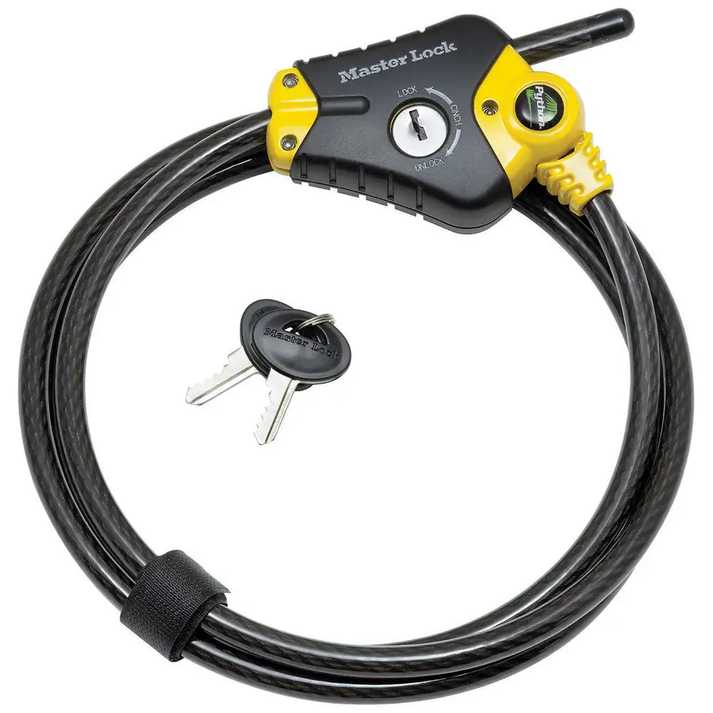 Master Lock 8413XDPF Python Adjustable Keyed Cable Lock 6 Feet Yellow and Black
