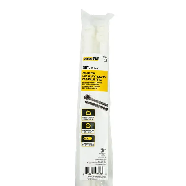 Gardner Bender CT40-25010 Super Heavy Duty Cable Ties Natural 40 Inch 10-Pack