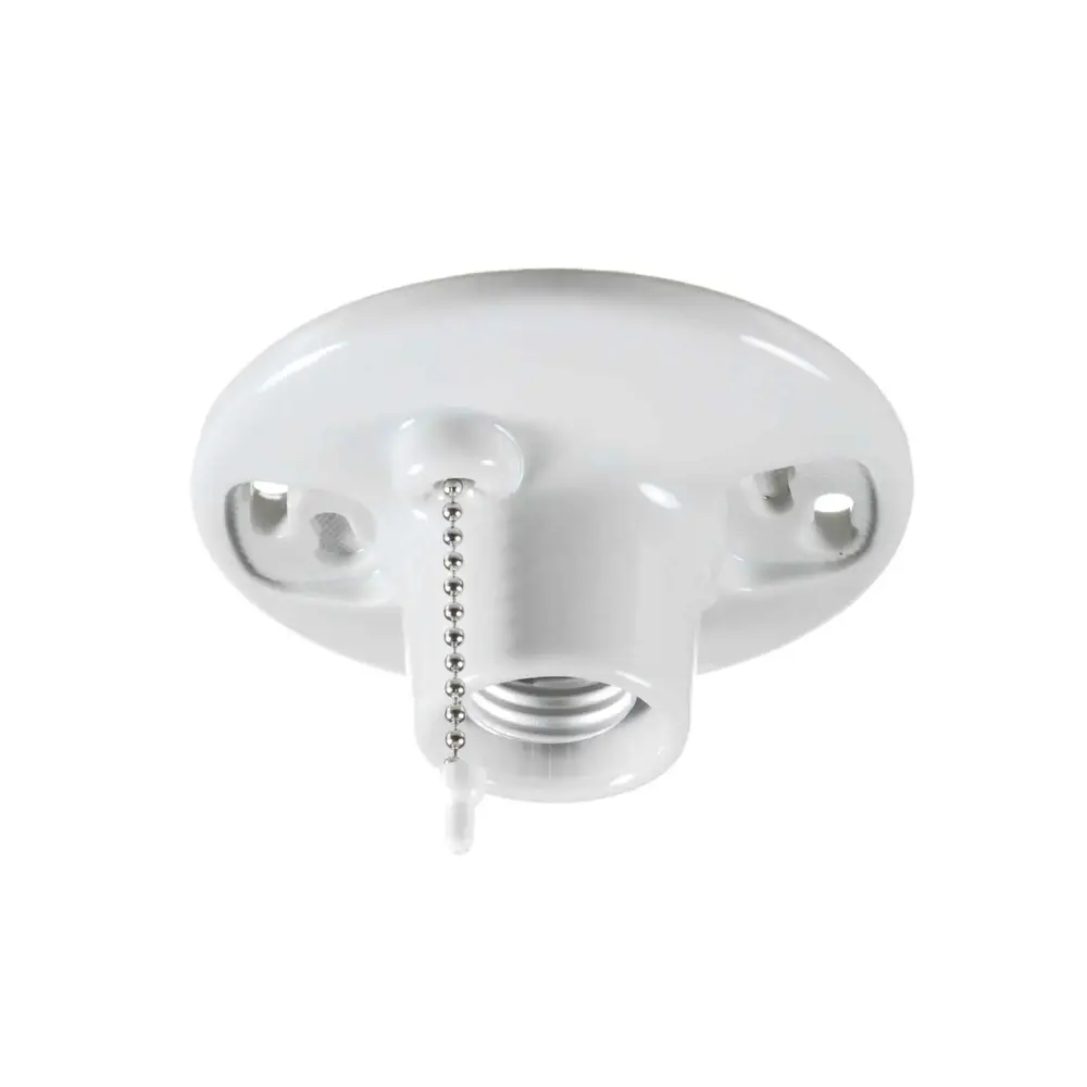 Pull Chain Ceiling Lampholder, Chalk