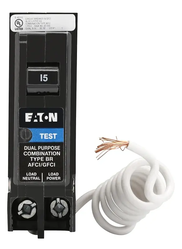 Eaton BRN115DF Circuit Breaker, BR, 15 , 1-Pole, Plug