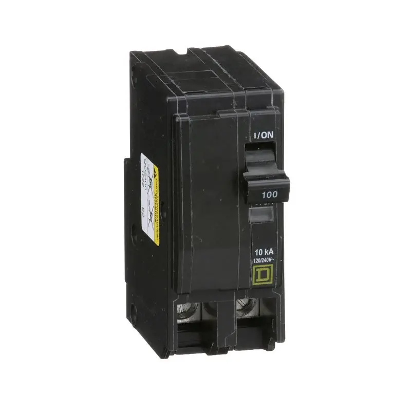 Square D QO QO2100CP Circuit Breaker, Mini, 100 , 2 -Pole, 120/240 VAC, 48 VDC, Plug Mounting, Charcoal
