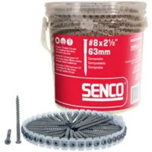 Senco 08S250W596 2 1/2 Inch Red Collated Composite Screws 8 Shank Woodworking