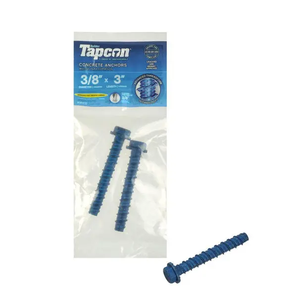 Tapcon 50403 Hex-Washer-Head Large Diameter Concrete Anchor 3/8x3 Inch 2-Pack