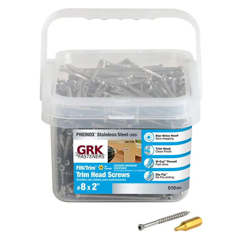 GRK Fasteners No. 8 x 2 . L Star Trim Head Stainless Steel Construction Screws 510 Pack