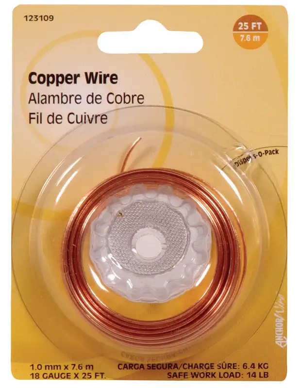 Hillman 25 Foot Length Copper 18 Gauge Wire Pack 10