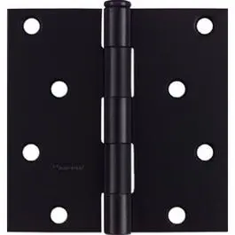 4 x 4-Inch Black Square Corner Door Hinge Heavy Doors National Hardware