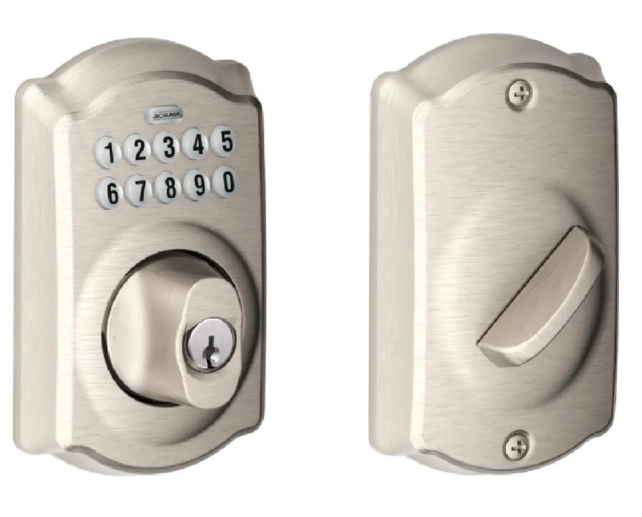 Schlage BE365VCAM619 Camelot Keyed Deadbolt Satin Nickel Finish