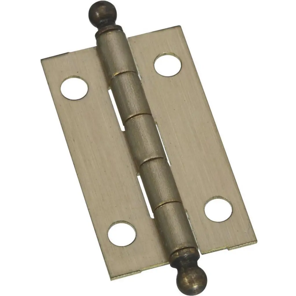 Antique Brass Ball Tip Hinge 2-Pack 7/8 x 1-1/2 Inch National