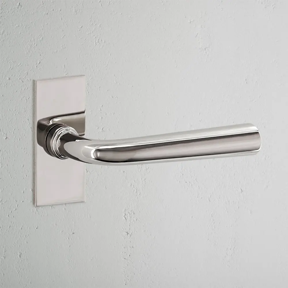 Apsley Short Plate Fixed Door Handle - Reflective Nickel