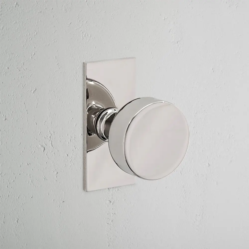 Onslow Compact Plate Fixed Door Knob - Polished Nickel Front Door Security