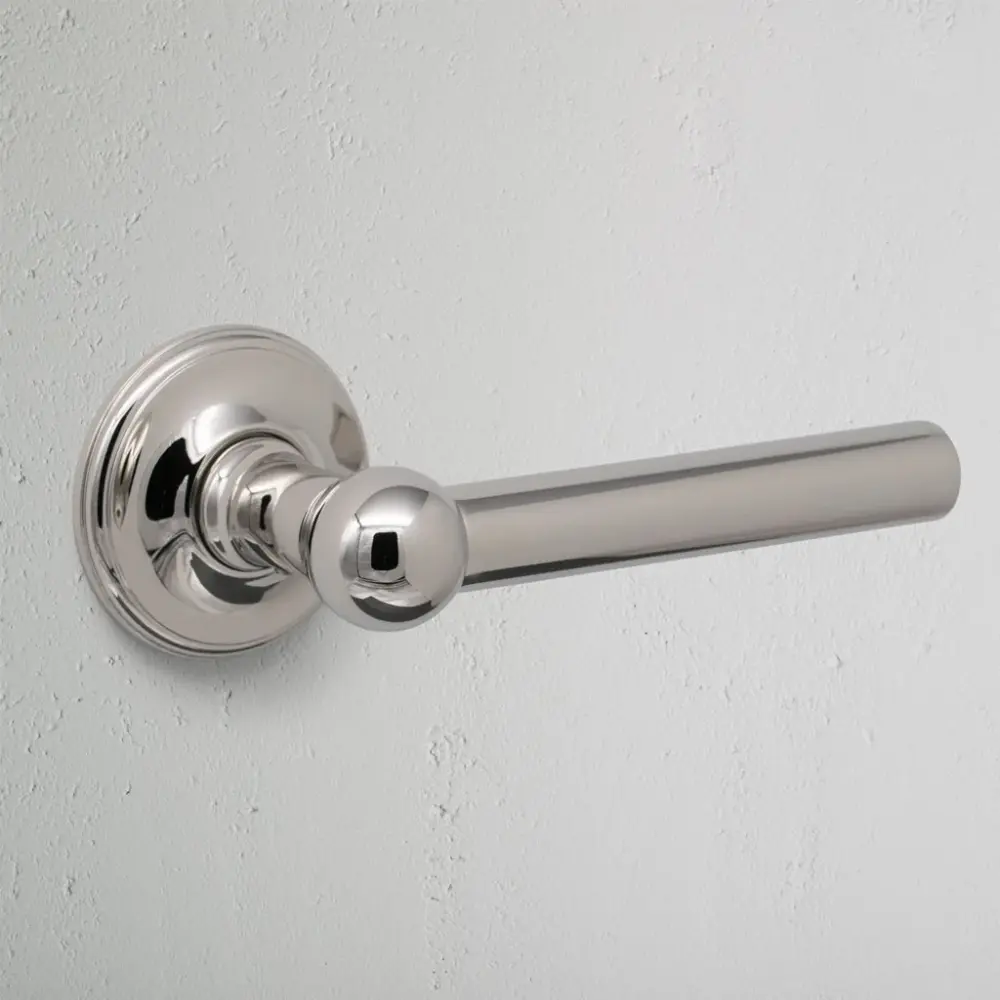 Deadbolt Lock Harper Unsprung Door Handle - Shiny Nickel