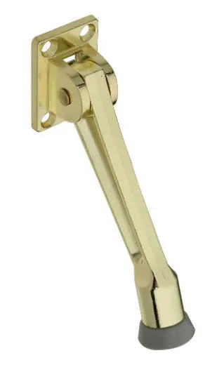 National Hardware N184-218 5" Bright Brass Kick Down Door Stop Floor Protection