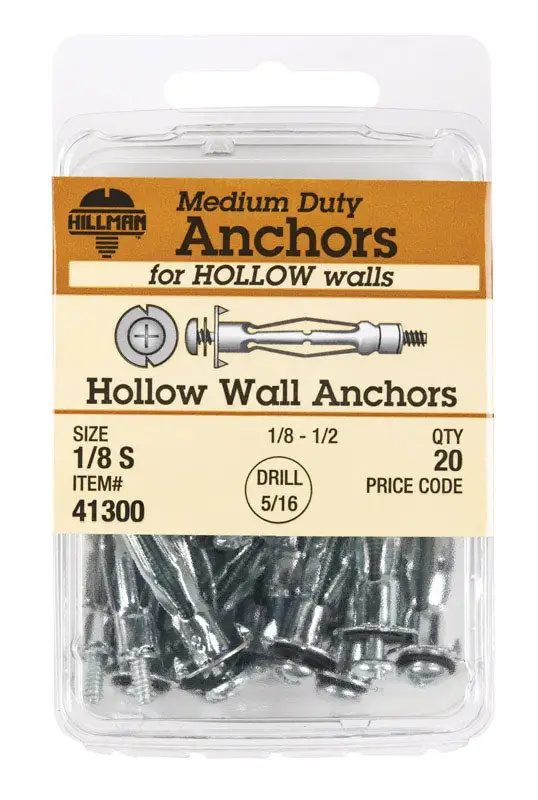 Hillman 1/8 . D x 1/8 . L Metal Pan Head Drive Wall Anchors 100 Pack