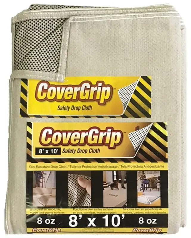 CoverGrip 081008 Drop Cloth, 10 ft L, 8 ft W, Tpr