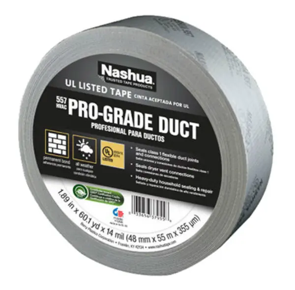 Nashua 1086927 Pro-Grade UL Listed Duct Tape Silver 14 Mil 1.89 Inch x 60 Yards Professional Use