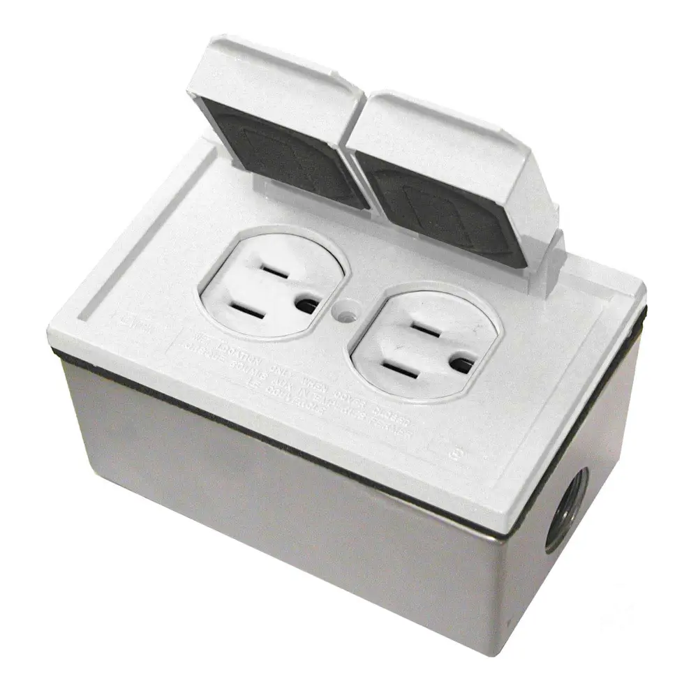 Weatherproof Duplex Receptacle Outlet Kit 15 / 125 V, Pearl