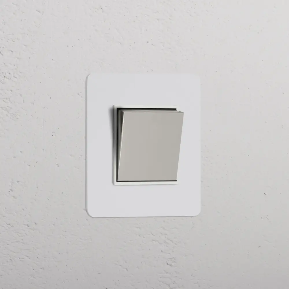 Kew Single Retractive Rocker Switch - Paintable Polished Nickel | Snow