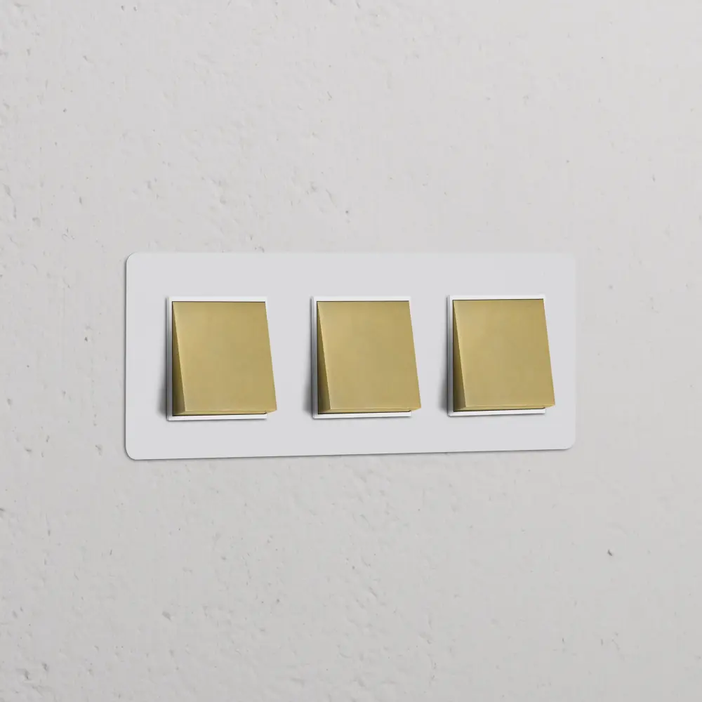 Kew Three-way 3x Rocker Switch - Paintable Antique Brass | White