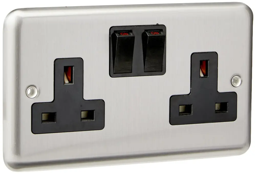 Varilight XS5B 13A Switched Socket Charcoal 2-Gang