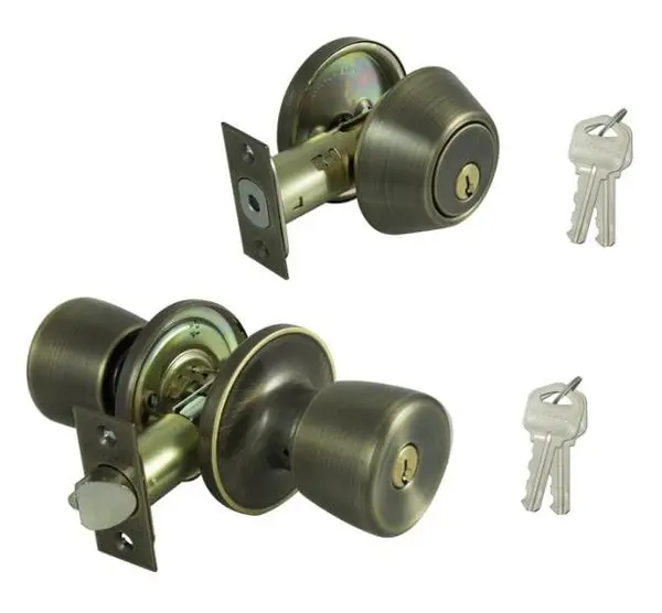 ProSource BS8B1-PS 6-Way Adjustable Entry Lockset KA2 Antique Brass