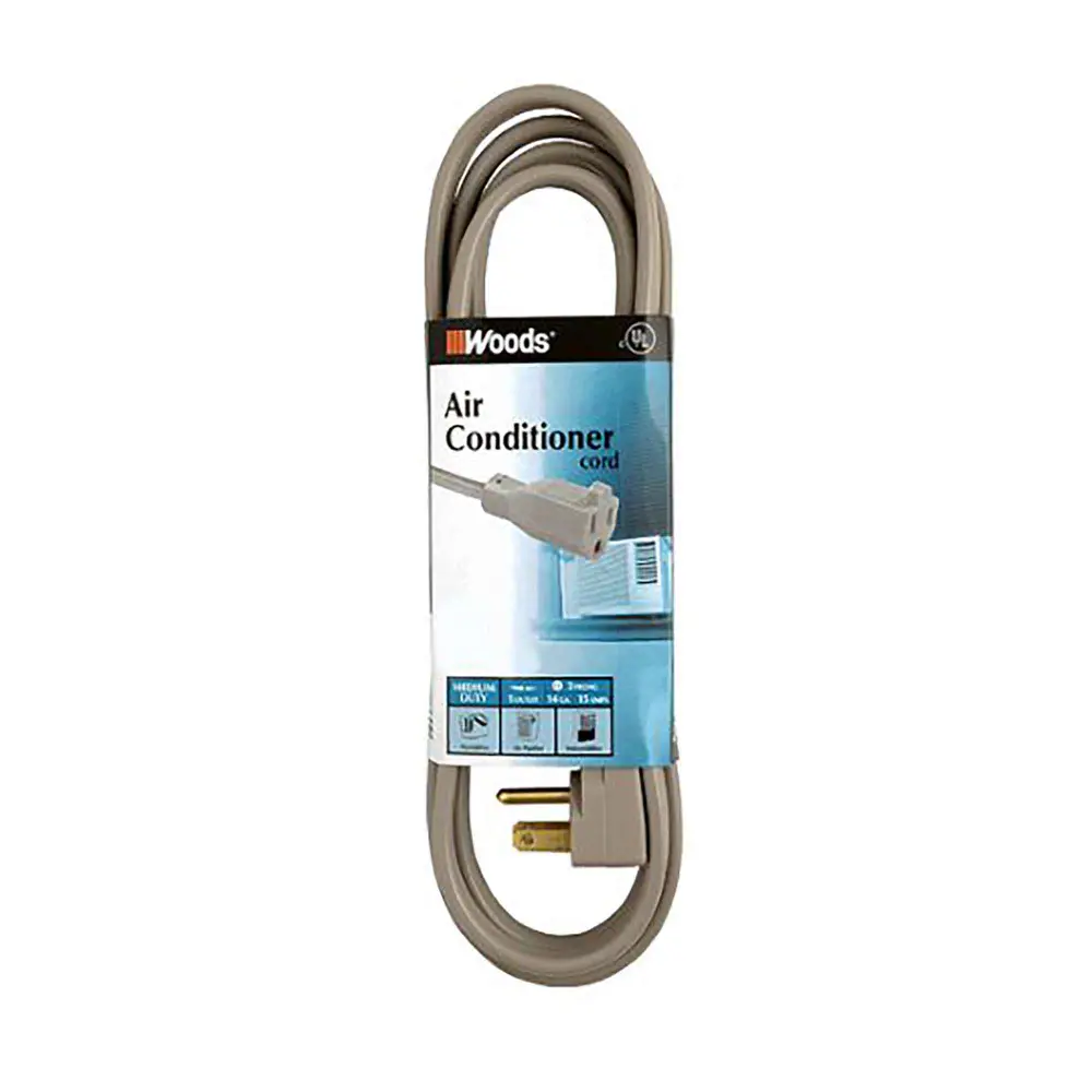 14/3 SPT-3 Fabric Cord Extension 6' 1 Outlet, Grey Surge Protection
