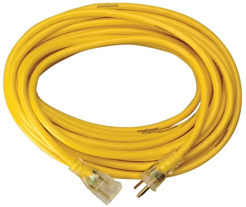 CCI 2991 Extension Cord, 10 AWG Cable, 50 ft L, 20 , 125 V, Lemon