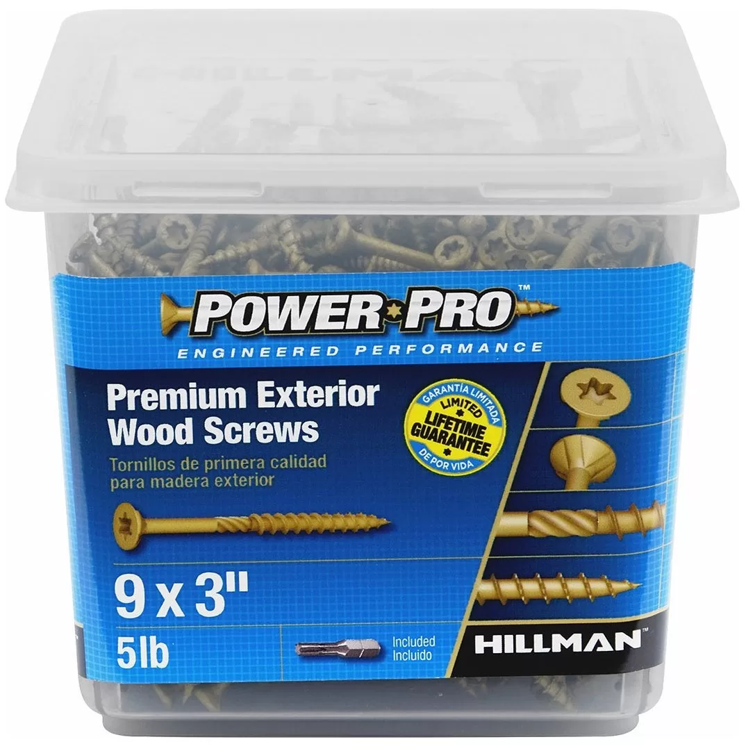 Hillman Fasteners 48611 Power Pro Exterior All Purpose Screw 9 x 3 Inch Outdoor Use