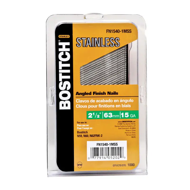 Bostitch 2 Inch 15 Gauge Angled Strip Coated Finish Nails 1000 Pack