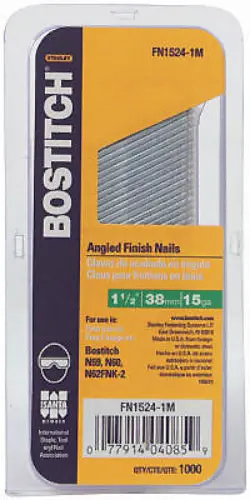 Bostitch FN Style Angled Finish Nails 1-1/2 Inch 15 Gauge 1000 Pack