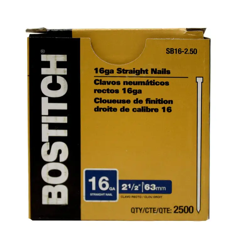 Bostitch SB16-2.50 Flat Angle Finish Nails 16 Gauge 2-1/2 2500-Pack