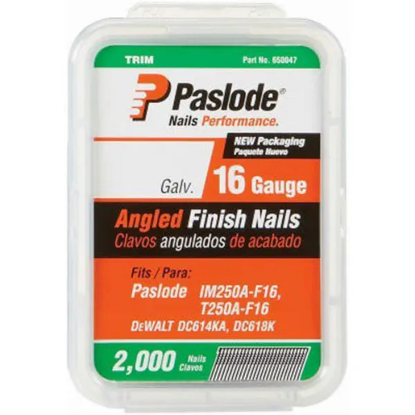 Paslode 650232 Galvanized Angled Finish Nails 2-1/2 Inch 16-Gauge Trim Work