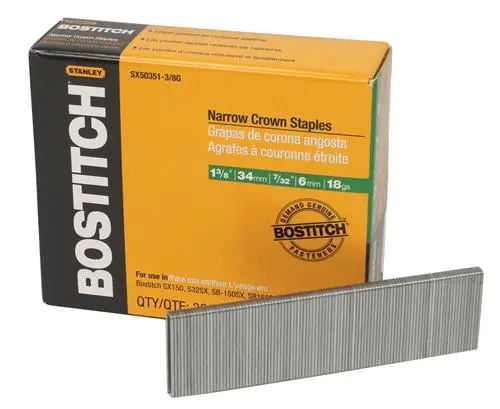 Bostitch 18-Gauge Narrow Crown Finish Staples 1-3/8 Inch 3000-Pack