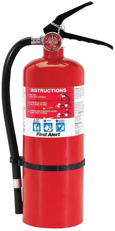 First Alert PRO5 Fire Extinguisher, 5 lb, Monoammonium Phosphate, 3-:40-B:C Class, Wall Mounting Bracket