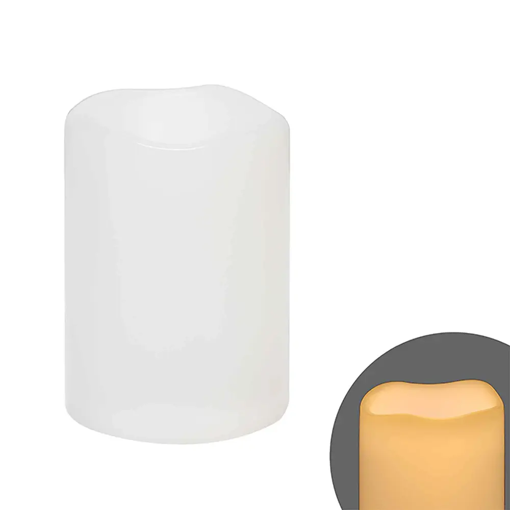 White Candle Flickering Flame, 3'' x 4''