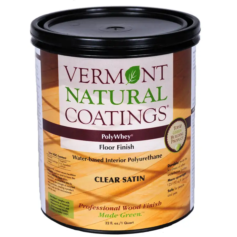 Vermont Natural Coatings PolyWhey Satin Clear Water-Based Floor Finish 1 Quart Pack 6