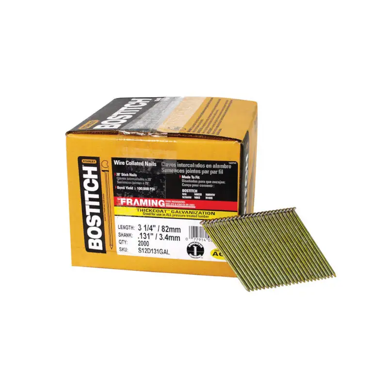 Bostitch 3-1/4 . L X 10 Ga. Angled Strip Coated Framing Nails 28 Degree 2000 Pack