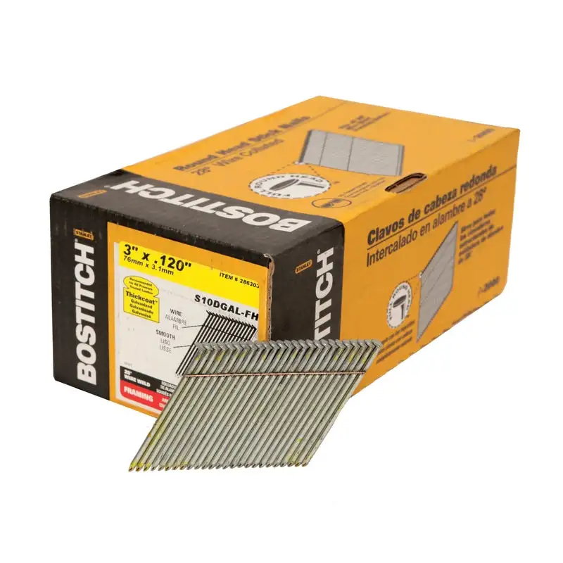 Bostitch 3 . L X 11 Ga. Angled Coil Galvanized Framing Nails 15 Degree 2700 Pack