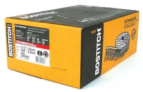 Bostitch C8R99BD Ring Shank Coil Framing Nails 2-1/2 x 0.099 3600-Count Professional Construction