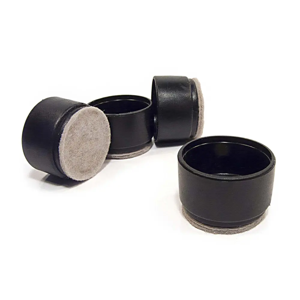 1-1/4'' Diameter Black and Ecru Round Plastic Leg Tips, 4-Pack